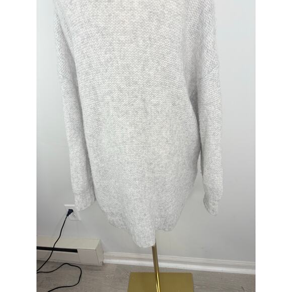 Aerie Happy Place Oversized Turtleneck Sweater Medium Light Gray Cable Knit - Picture 8 of 9